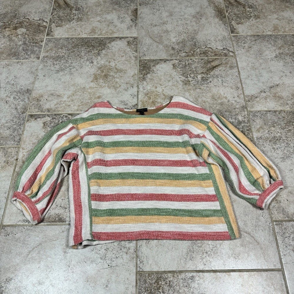 Anthropologie Current Air Top Womens XL Abilene Textured Striped Balloon Sleeve
